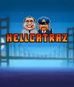 Explore the action-packed world of the Hellcatraz game by Relax Gaming, highlighting a cartoonish prisoner and a guard with the infamous Alcatraz prison and San Francisco skyline in the background. This image portrays the fun and humor of an prison break-themed game, great for players looking for a unique slot experience, providing a captivating escape. 